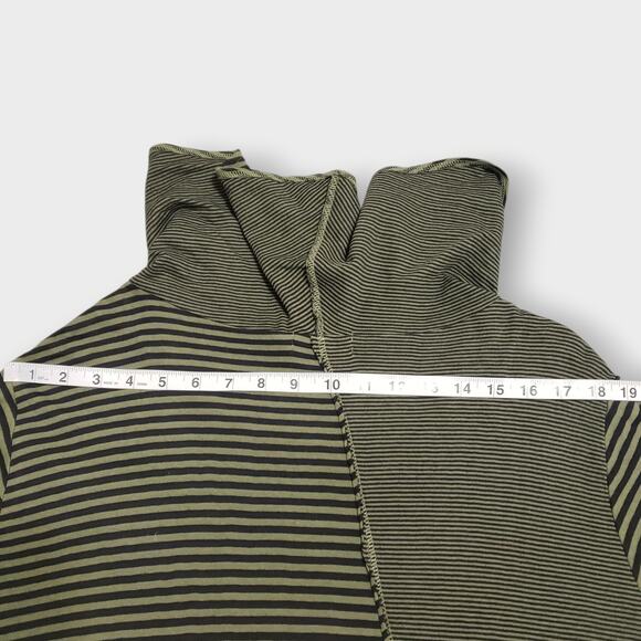 Habitat Artsy Asymmetric Cowlneck Tunic Top Green Black Stripe Sz XL Lagenlook - Picture 13 of 14